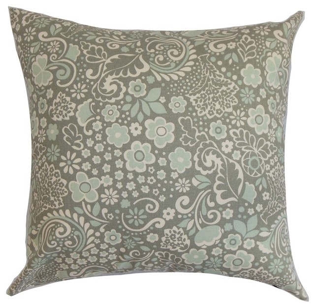 Manchineel Floral Pillow Porcelain Blue 18"x18"