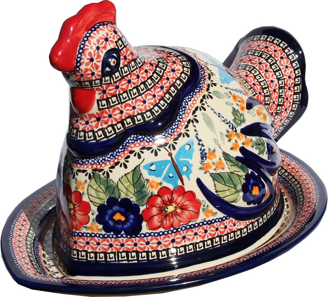 Polish Pottery Chicken Serving Platter, Pattern Number 149ar