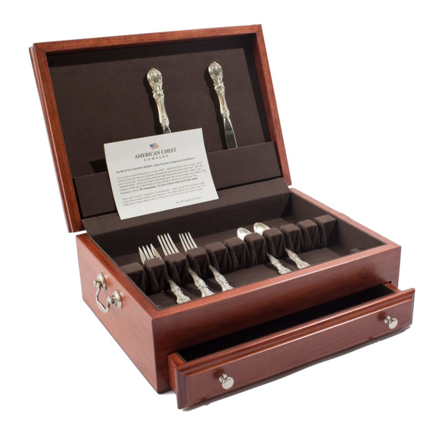 Bounty Flatware Chest, Solid American Cherry Hardwood with AntiTarnish