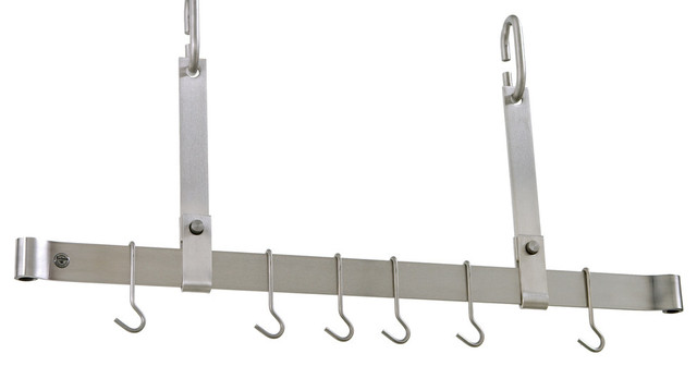 Handcrafted 48" Adjustable Ceiling Bar w 12 Hooks Stainless Steel