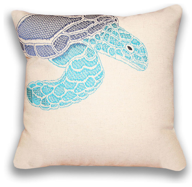 Ombre Sea Turtle 16-inch Square Pillow 16 -inches