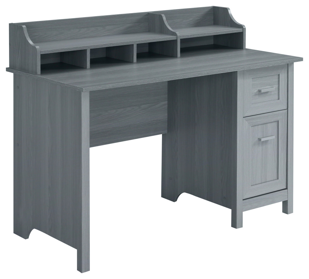 Techni Mobili Classic Office Desk with Storage, Grey Transitional