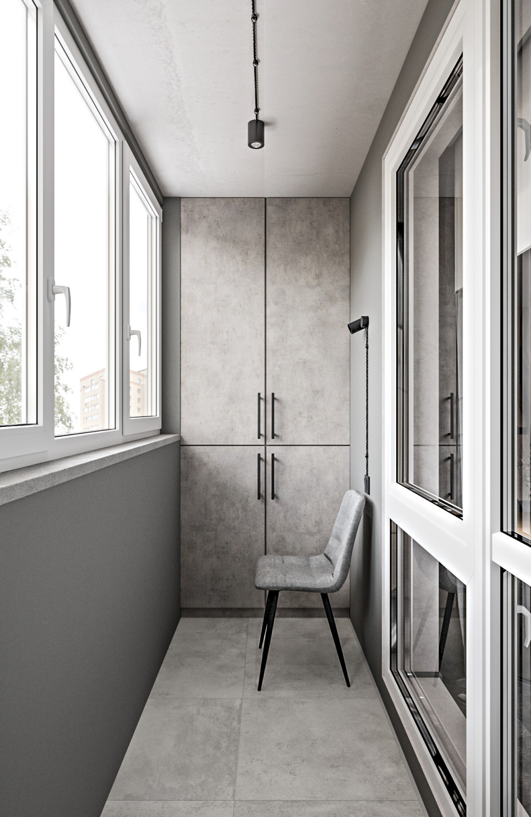 Серая квартира лофт