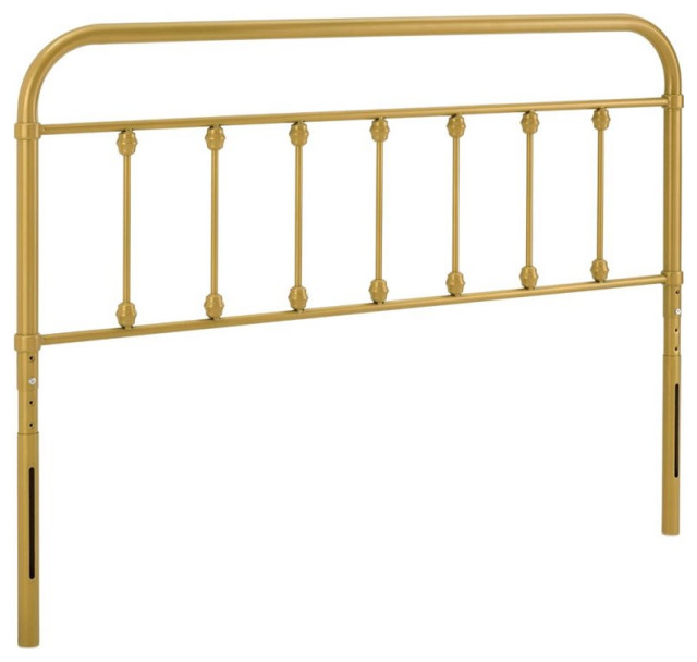 Modway Sage Queen Modern Powder Coated Iron Headboard in Gold Finish