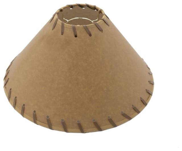 Kraft Parchment Paper Stitched Trim 10 Inch Chimney Style Lamp Shade