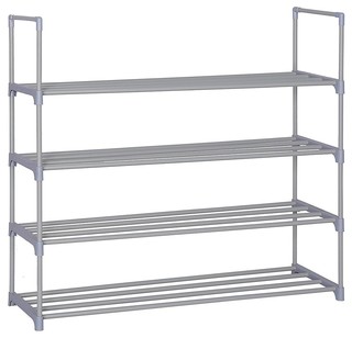 Stackable Shoe Rack Metal Frame And 4 Open Shelf Simple Modern Design Modern Shoe Storage By Decor Love Houzz Uk