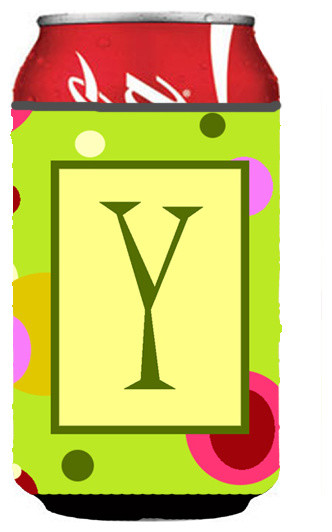 Letter Y Initial Monogram, Green Can/Bottle Hugger