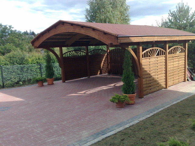 EcoCurves Glue Laminated Carport Nevada Modern Shed