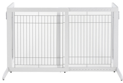 Tall Free Standing Pet Gate, Small, White
