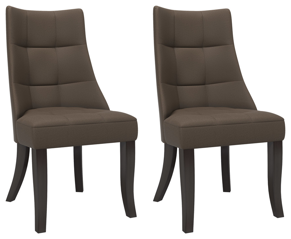 Corliving Antonio Tufted Brown Dining Accent Chairs, Set ...