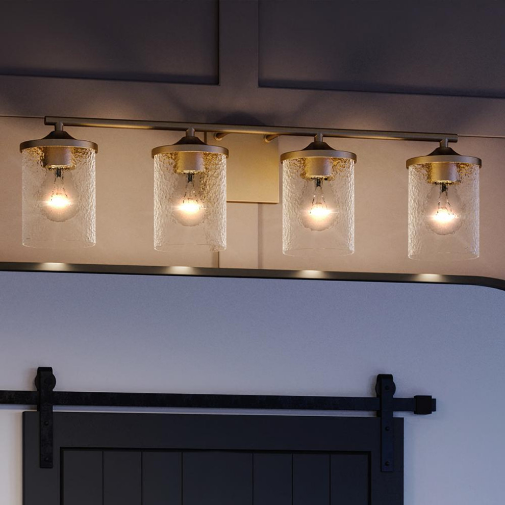 Luxury Modern Farmhouse Bath Fixture, 7.75''H x 28''W, in Olde Brass