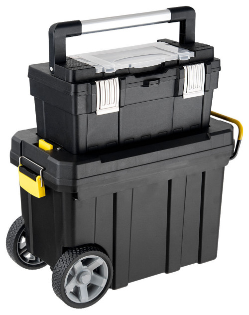 Costway 2-in-1 Rolling Tool Box Set Tool Chest Storage Organizer Portable Black