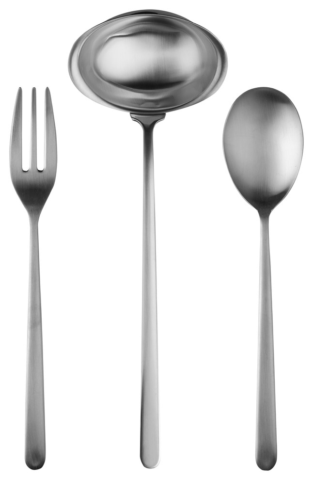 3-Piece Serving Set, Fork, Spoon and Ladle, Linea - Contemporary - Serving  Utensils - by Virventures | Houzz