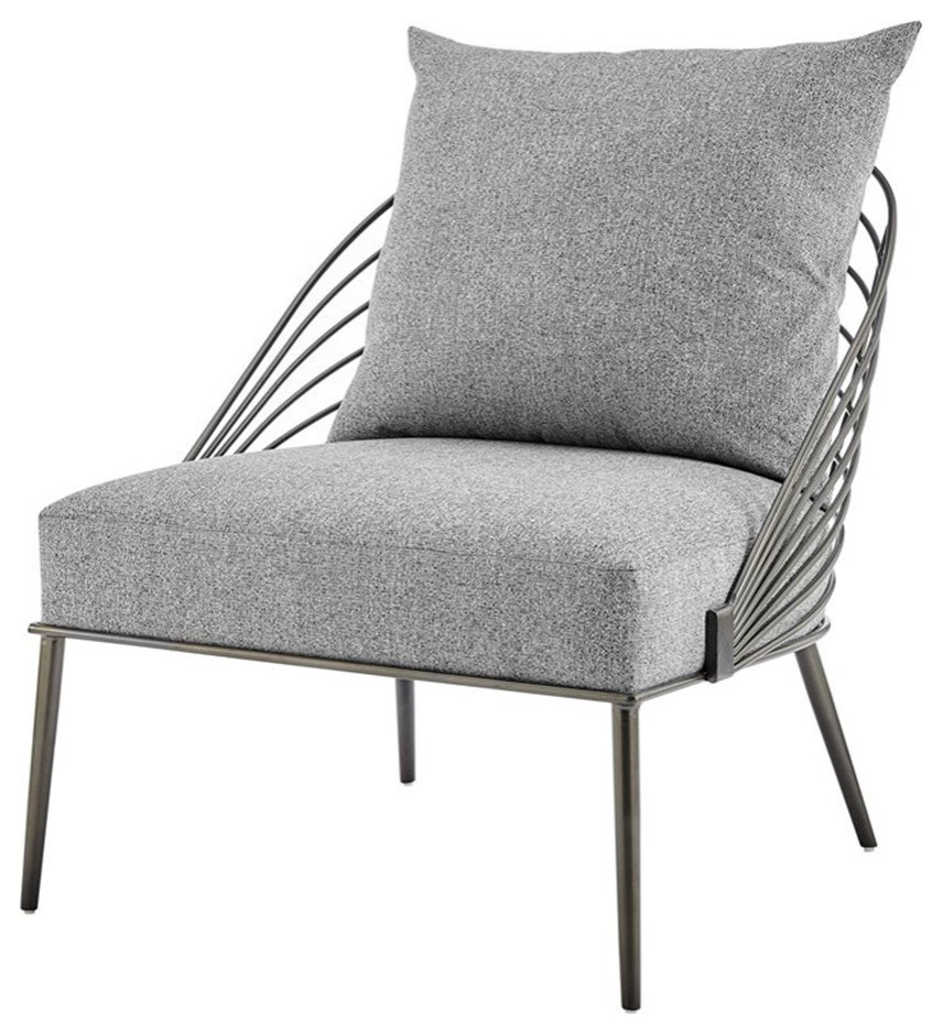 New Pacific Direct Kelby 17.5" Fabric and Plywood Accent Chair in Gray