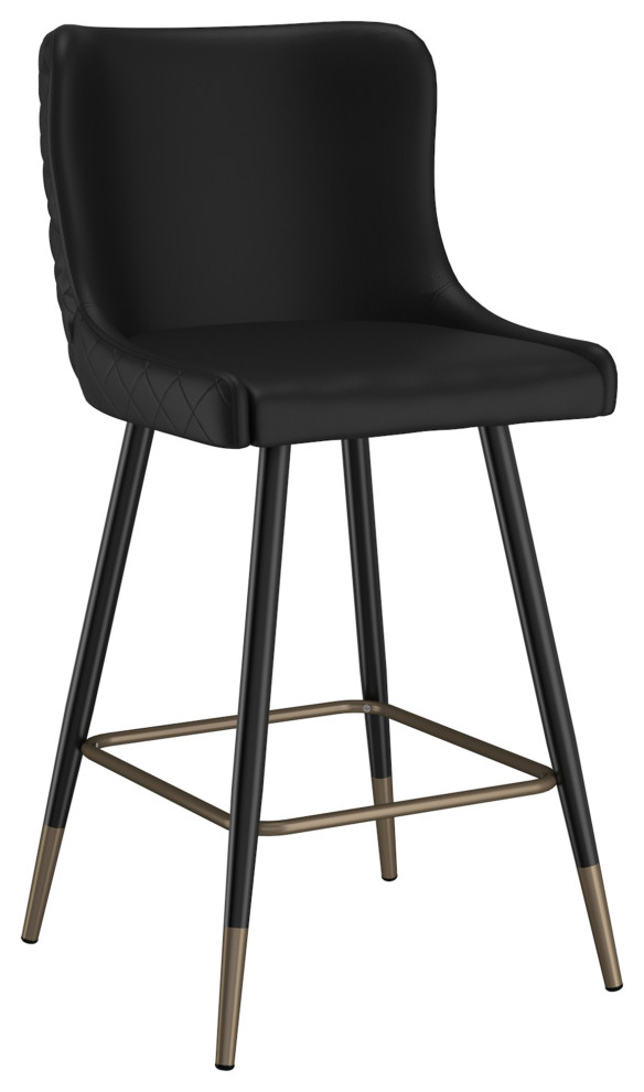 Contemporary Faux Leathe/Metal 26" Counter Stool, Set of 2 Midcentury