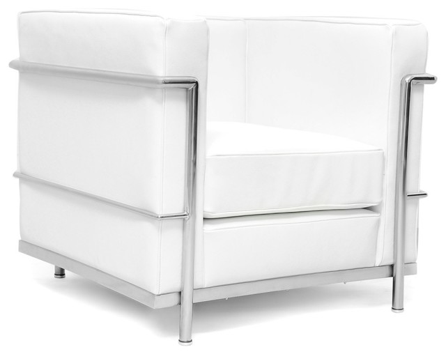 Le Corbusier LC2 Style Armchair - Italian Leather White