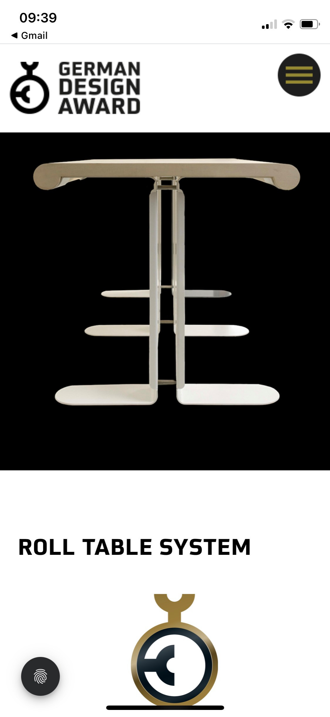 Roll table System winner in eccellente product design GERMAN DESIGN AWARD 2025