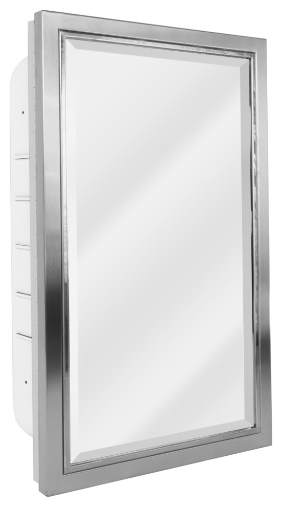 Head West Brushed Nickel and Chrome Recessed Medicine Mirror