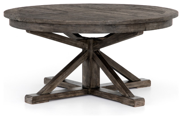 Cintra Reclaimed Wood Expandable Round Kitchen Table 47", Gray, 63"