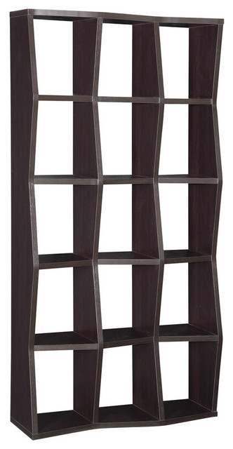 Houzz Coaster Fine Furniture Asymmetrical Shelf Coaster Bookshelf In Cuccino Finish 801179 Contemporary Bookcases