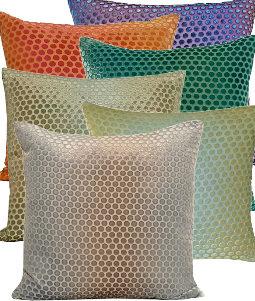 Dots Velvet Pillow - Antique - 22" x 22"