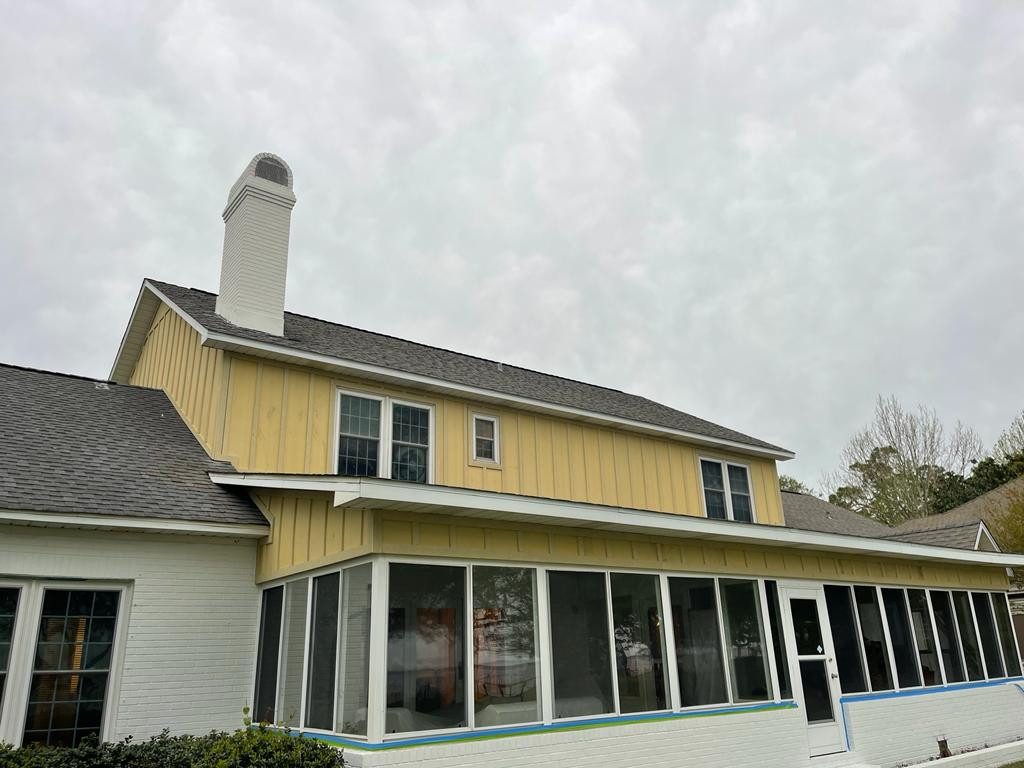 Lifetime Home Exteriors screened-porch exterior work in progress.