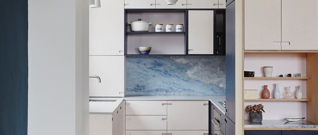 Blue Calcite Quartzite Splashbacks contemporary-kitchen