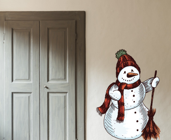 Christmas Snowman Vinyl Wall Decal ChristmasSnowmanUScolor012; 8 in.