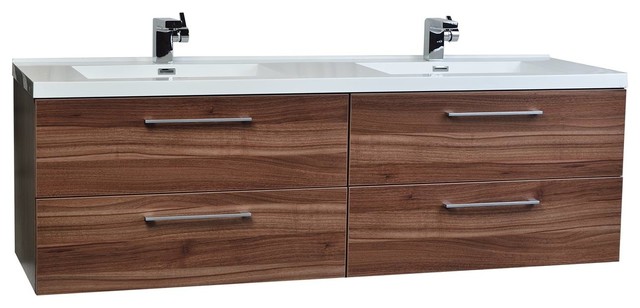 Camino 67 Modern Double Vanity Set Wall Mount Walnut