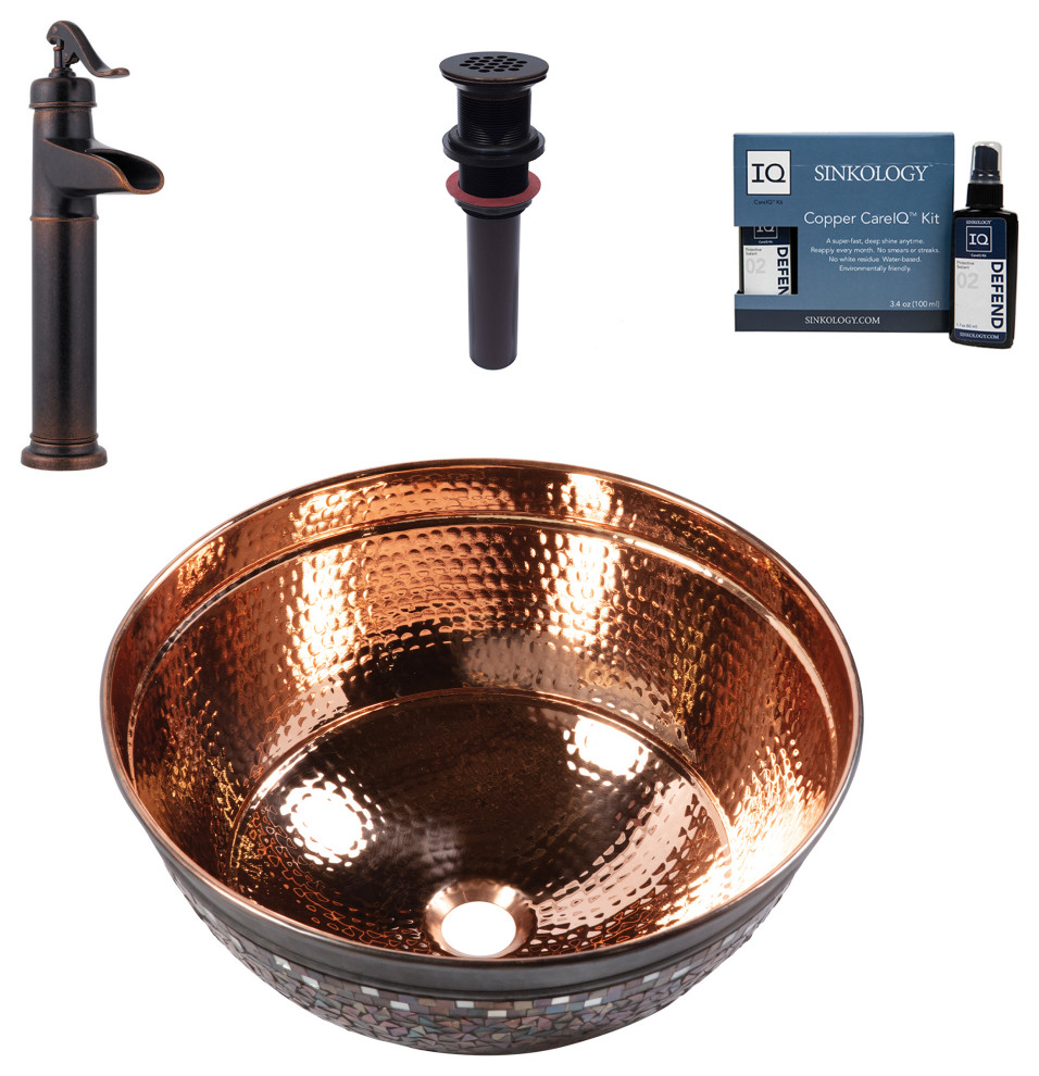 Shockley Naked Copper Round Vessel Sink With Ashfield Vessel Faucet Kit Traditional