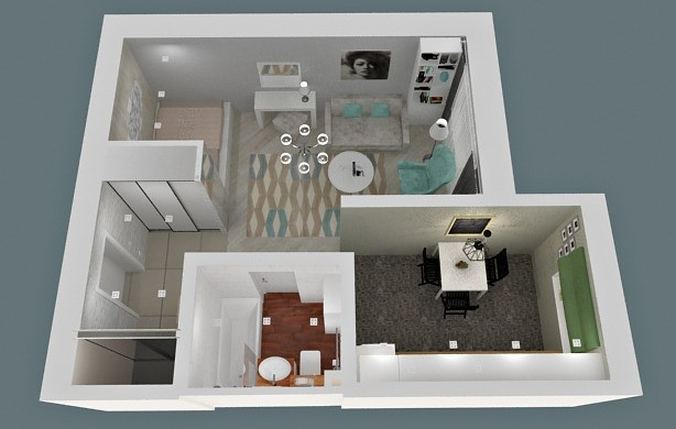 "Всё в одном" -  проект однокомнатной квартиры