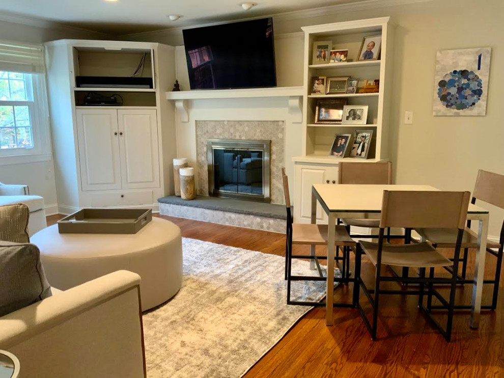 Transitional Living Room with Neutrals and a Fabulous Game Table