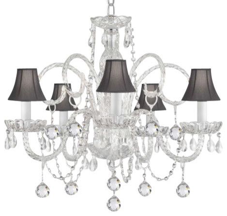 Crystal Chandelier Trimmed With Traditional Crystal Chandelier With Black Shades
