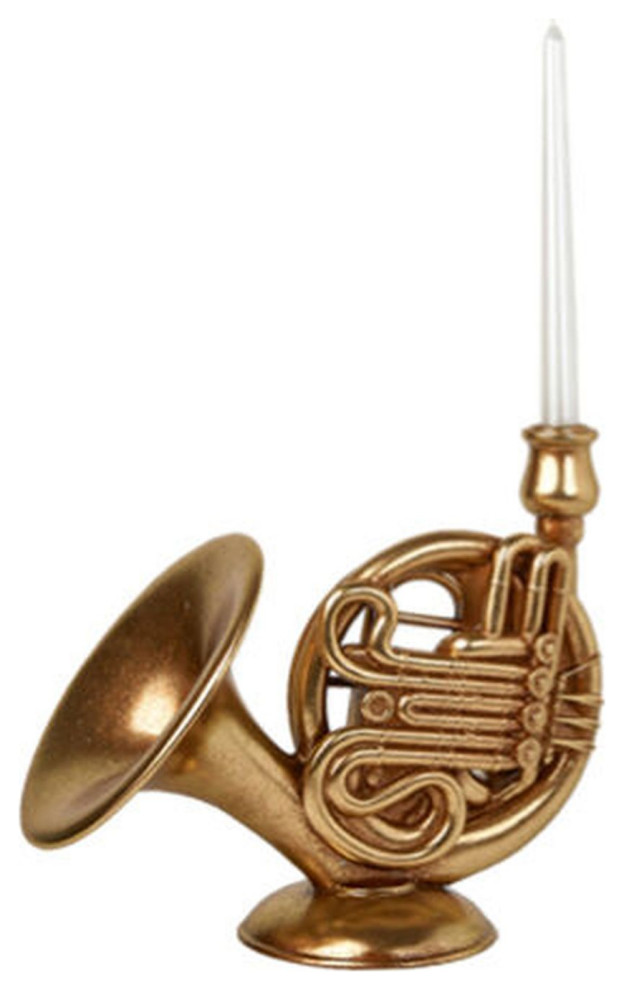 December Diamonds Winter Melody French Horn Candle Holder Traditional