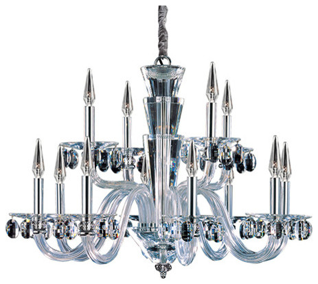 Fanshawe Chrome 12-Light Two Tier Chandelier with Firenze Clear Crystal