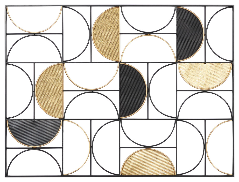 Large Rectangular Black and Gold Metal Wall Decor, 30"x40