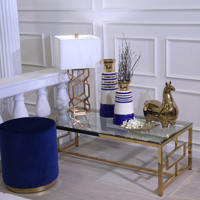 Sagebrook Home Gold Metal/Glass Cocktail Table Accent Contemporary Coffee Tables by ShopFreely