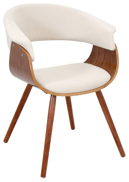 Lumisource Vintage Mod Mid-Century Modern Chair in Walnut and Cream Fabric