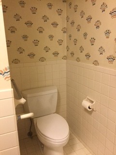 Casually cool cement tile bathroom