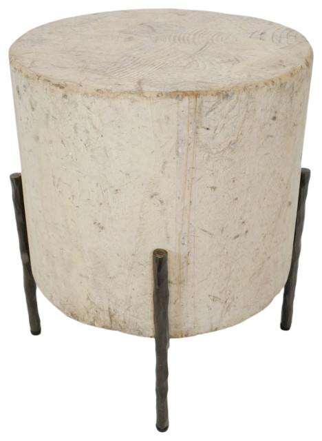 Tuscan Cream Round Side Table 17" - Rustic - Side Tables And End Tables ...