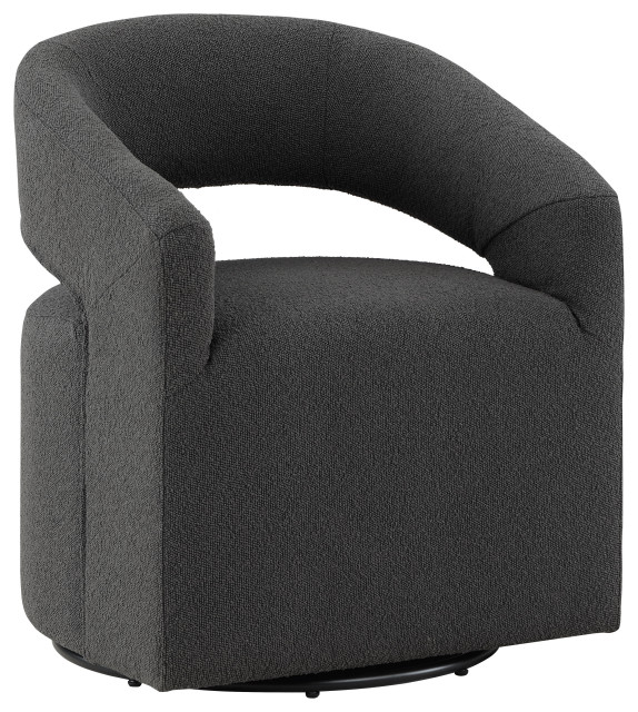 Mindy Boho Boucle Upholstered Swivel Accent Barrel Chair Transitional