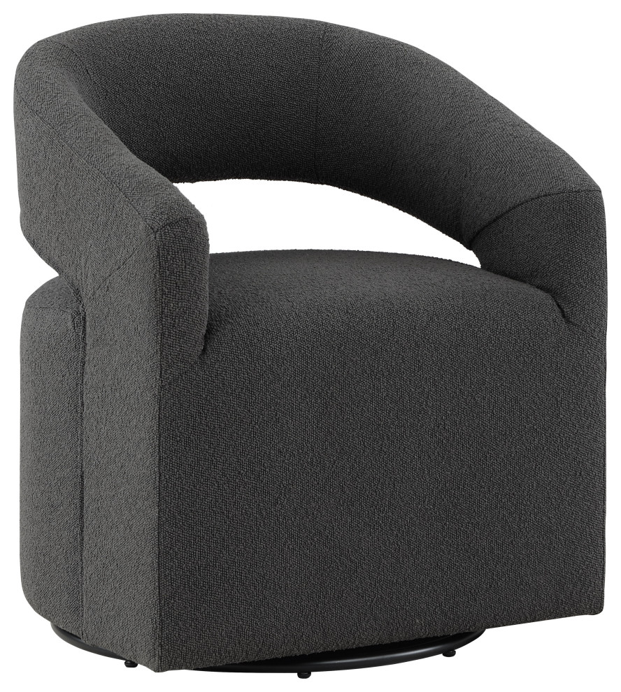 Mindy Boho Boucle Upholstered Swivel Accent Barrel Chair Transitional