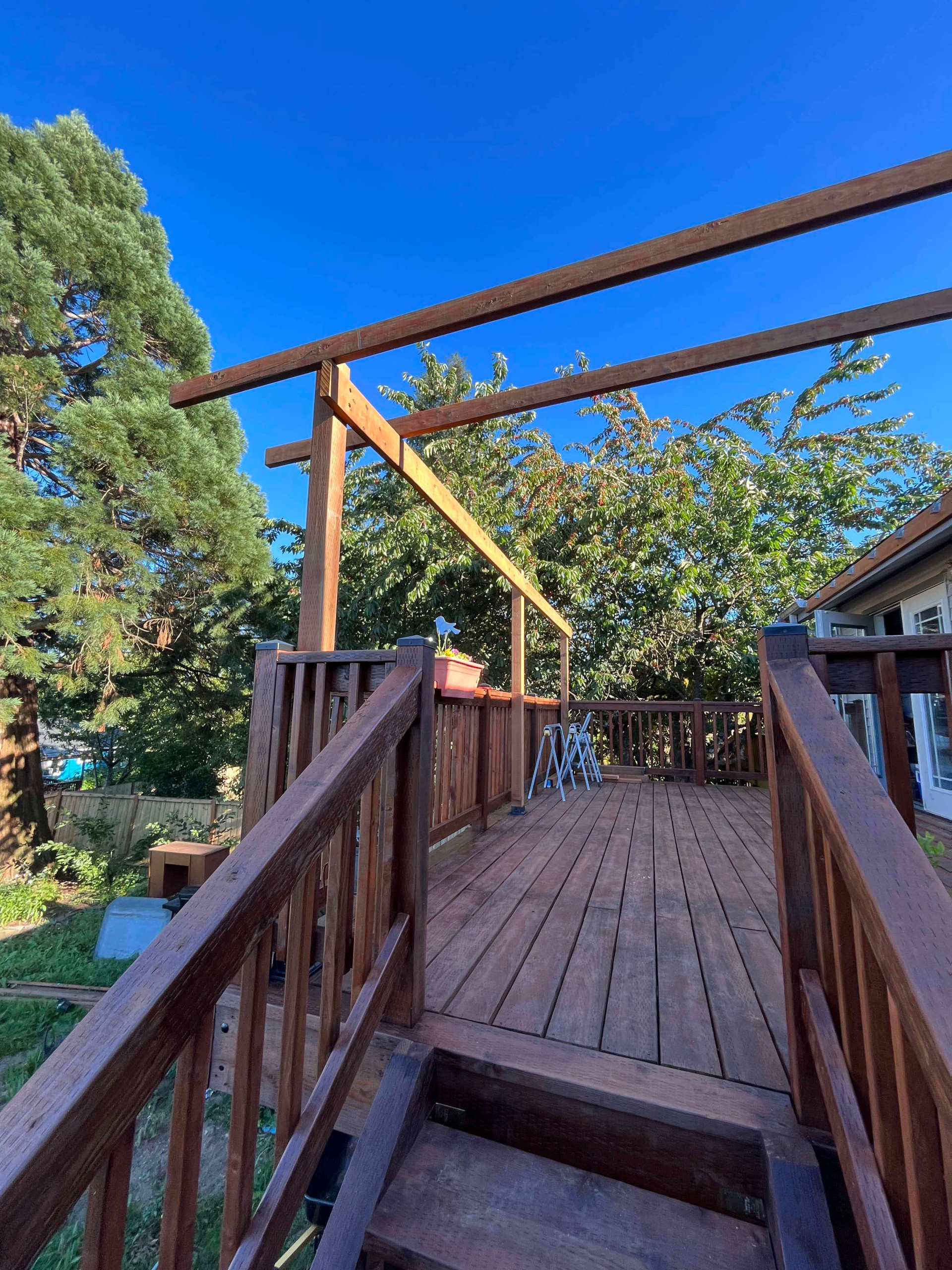 Deck Reconstruction, Stain & Roof Build