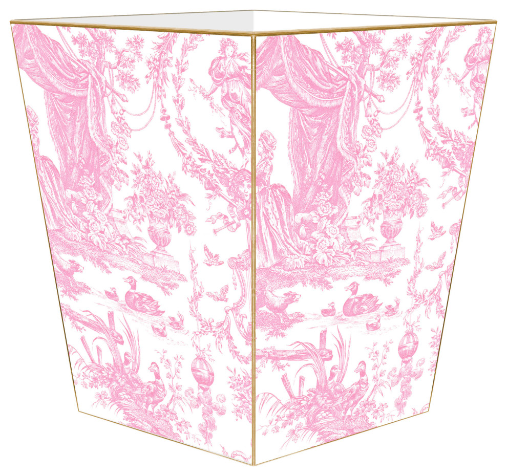 Pink Toile Wastepaper Basket