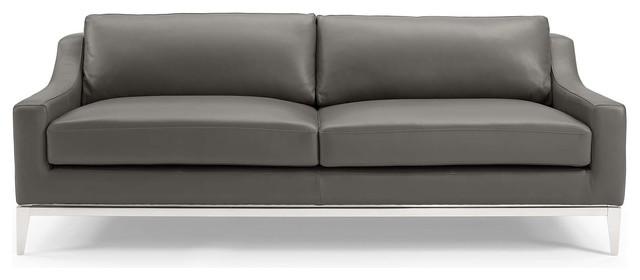 stainless steel and leather sofa