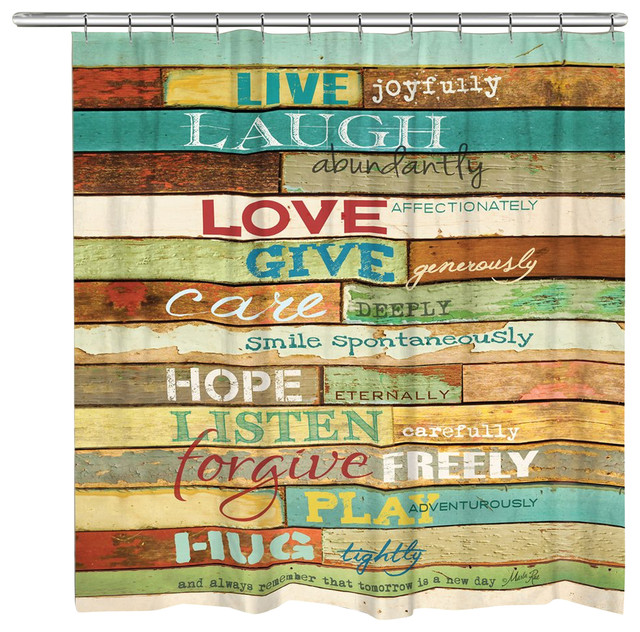 Laural Home Live Laugh Love Shower Curtain Rustic Laural Home Live Laugh Love Shower Curtain