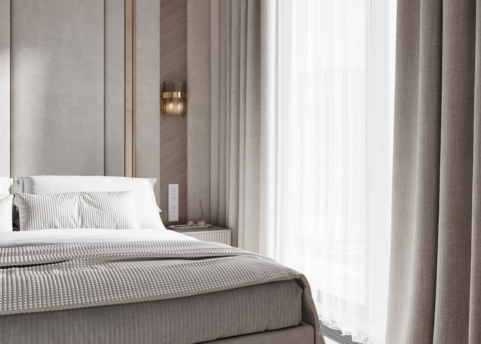 Интерьер светлой спальни 13м2