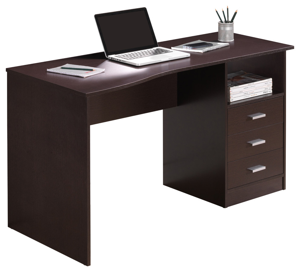 Techni Mobili Classy Computer Desk With 3 Drawers In Wenge