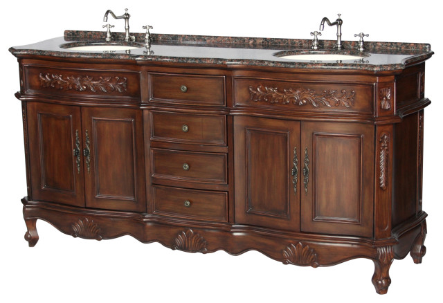 72-Inch Antique Style Double Sink Bathroom Vanity Model 2003-BN ...