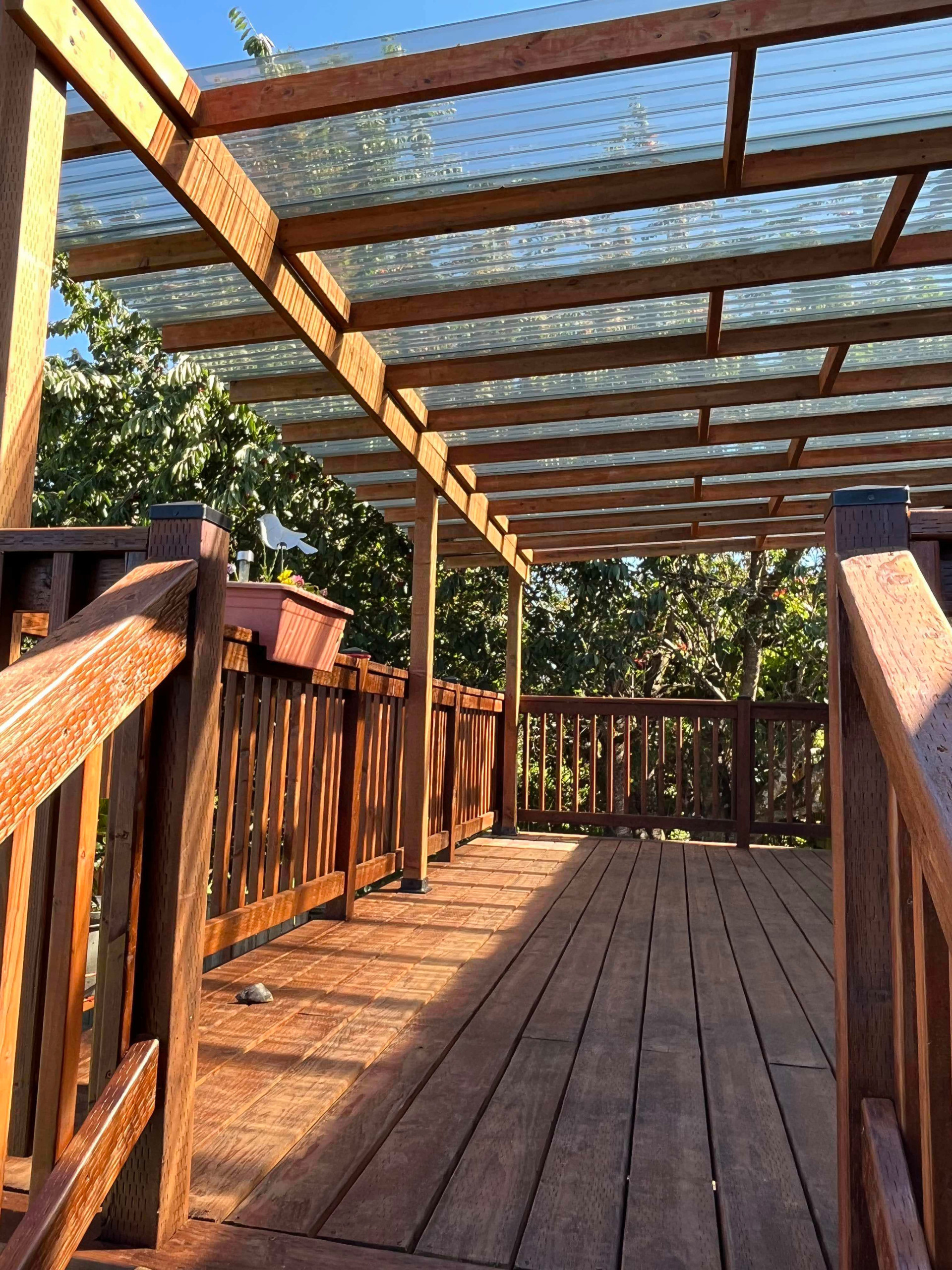 Deck Reconstruction, Stain & Roof Build